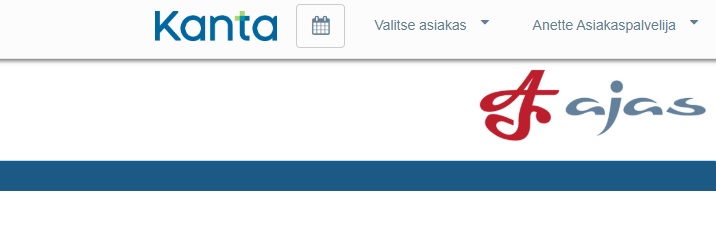 Kanta-logo Ajas Touchin yläpalkissa